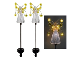 Kit con 2 luces LED solares con forma de ángel para jardín exterior, impermeables, para decoración de Halloween y Navidad (2026)