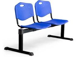 Silla para Recepción PYC Bloco 2 Sillas Cenizate Azul (Sin Brazos - PVC)