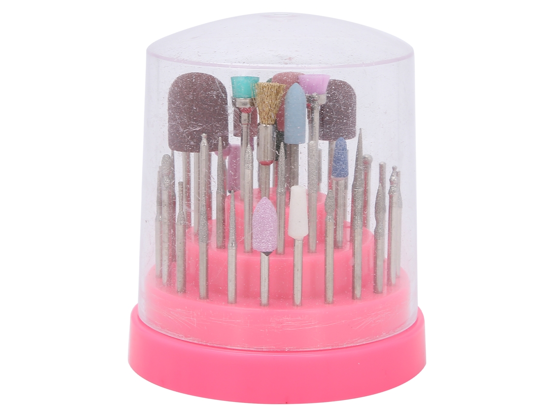 Set De 45 Brocas Para Taladro De Uñas Herramienta De Manicura Para Pulir Y Afilar Uñas Para Salón Y Hogar (rosa)