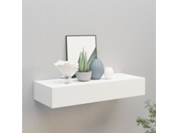 Estante con cajón de pared MDF blanco 60x23,5x10 cm
