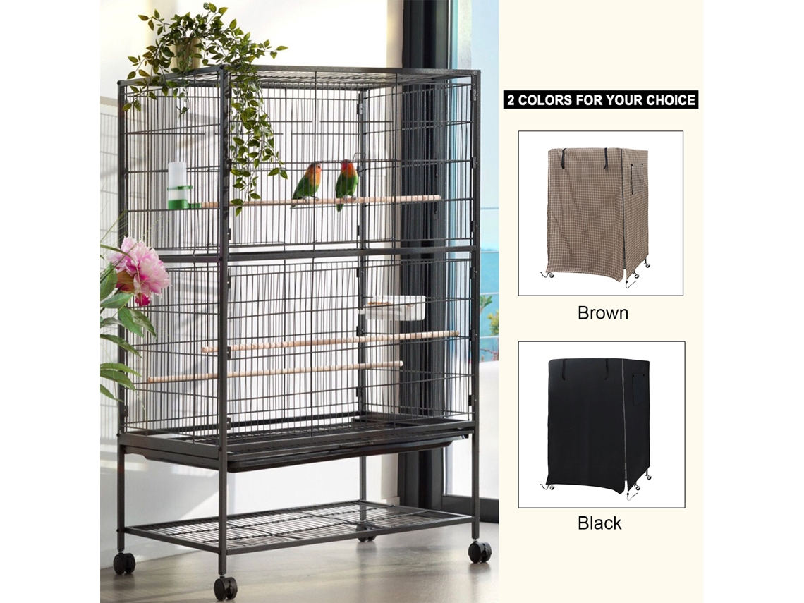 Cubierta para jaula de pájaros con ventana.