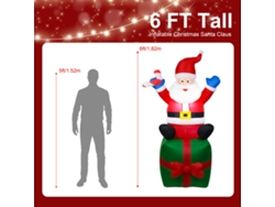 Figura inflable de Papá Noel con 6 luces LED, impermeable