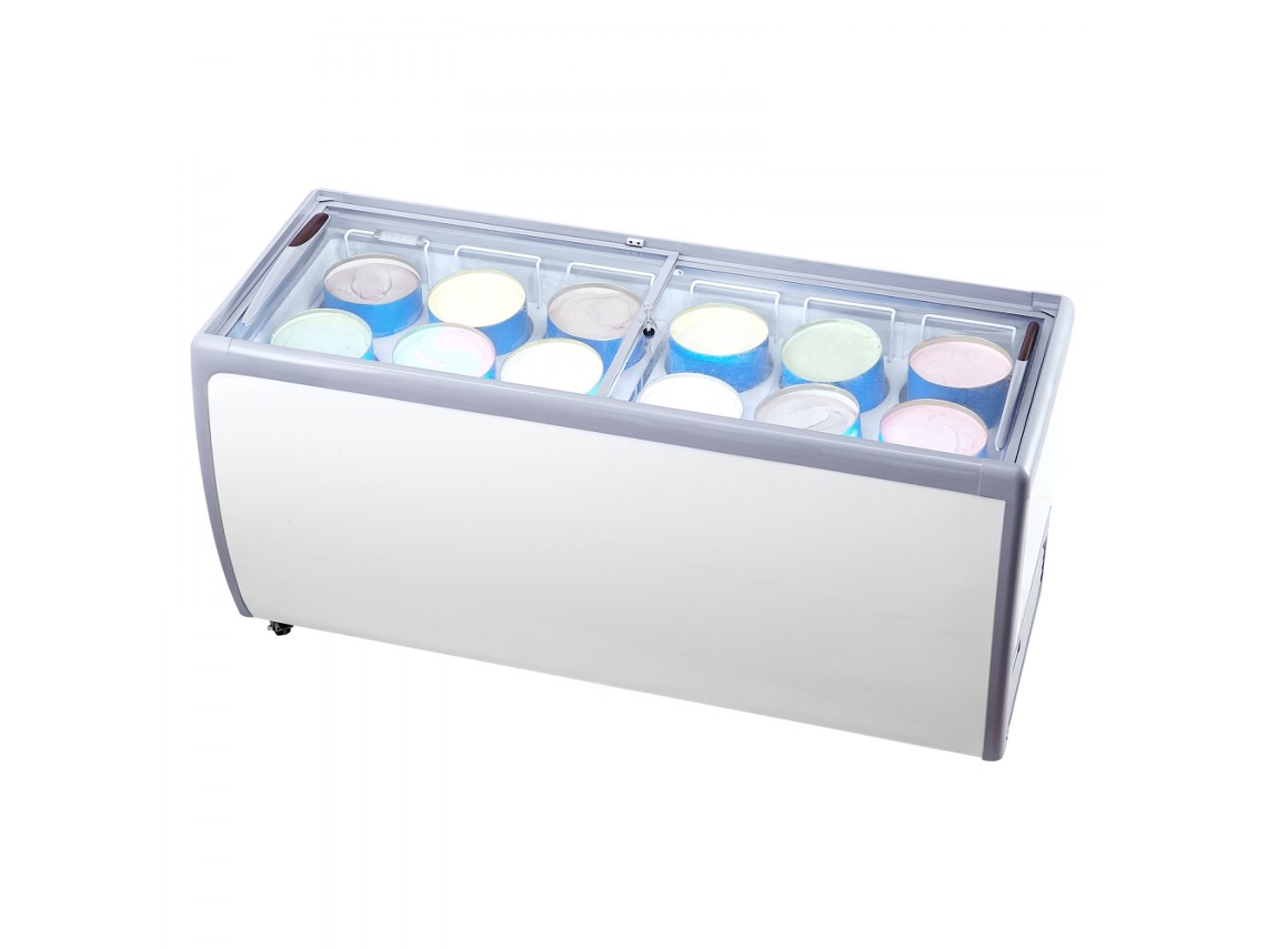 Vitrina comercial para helados de 567 litros con LED, compartimentos y control de temperatura de Tekmaquinas