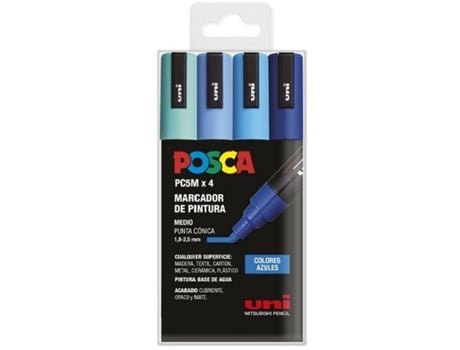 Juego De Marcadores POSCA Pc-5M Azul 4 Piezas