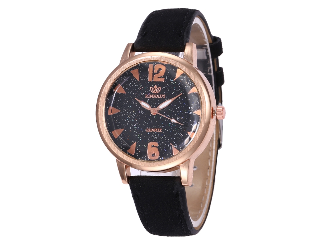Reloj De Pulsera Analógico De Cuarzo De Estilo Lujoso Zhoulianfa Con Correa De Pu (negro)