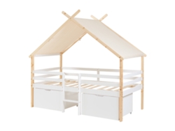 Cama infantil Surnadal 90x200 cm Madera de pino blanca/natural [EN.CASA]