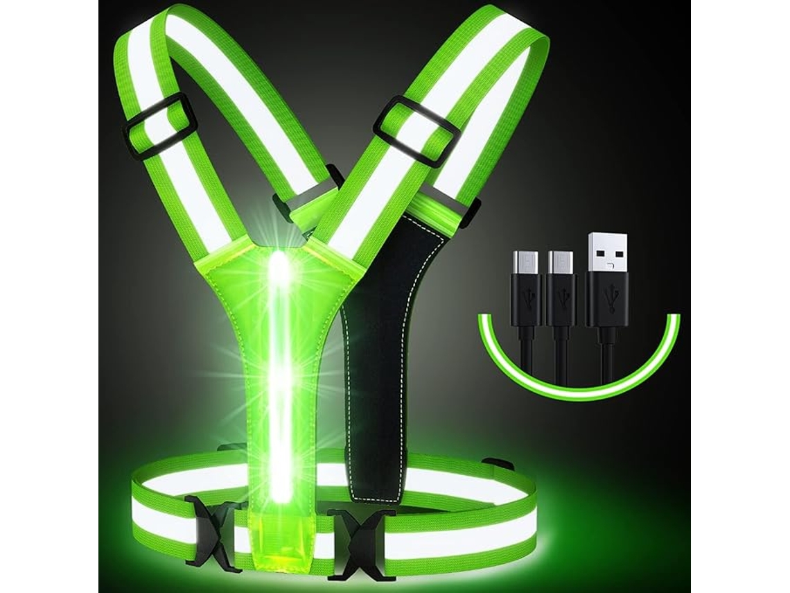 Chaleco Reflectante Led Usb, Verde De Alta Visibilidad