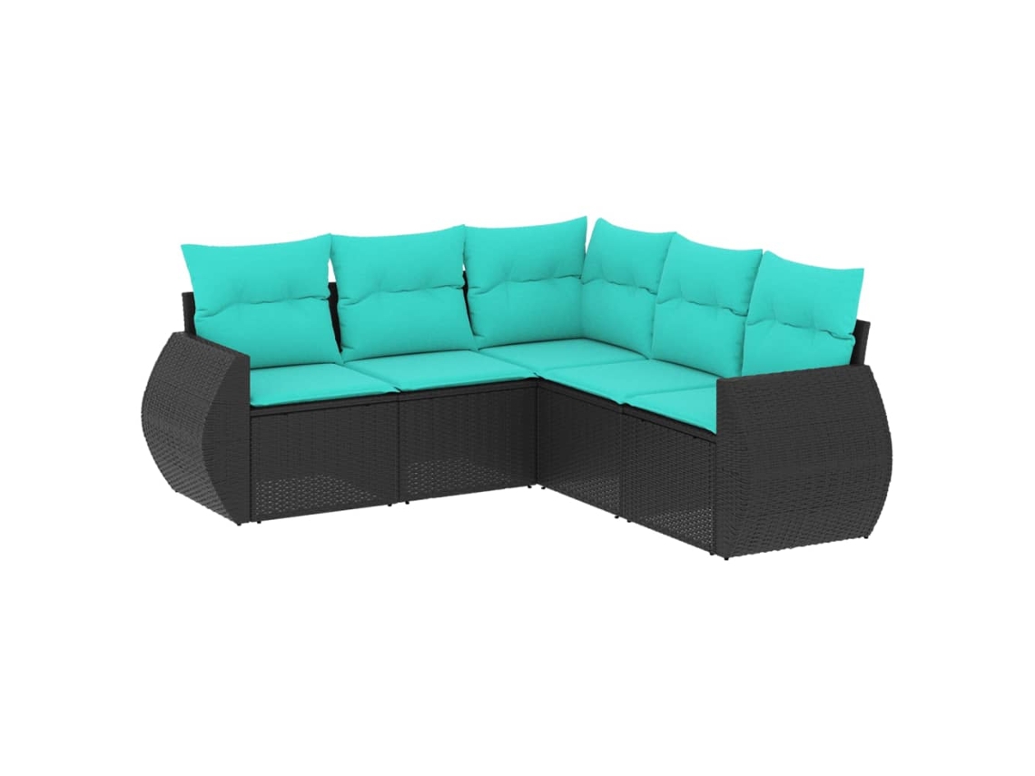 Maison Exclusive - Conjunto De Sofá De Jardín De 5 Piezas Con Cojines, De Poliratán Negro