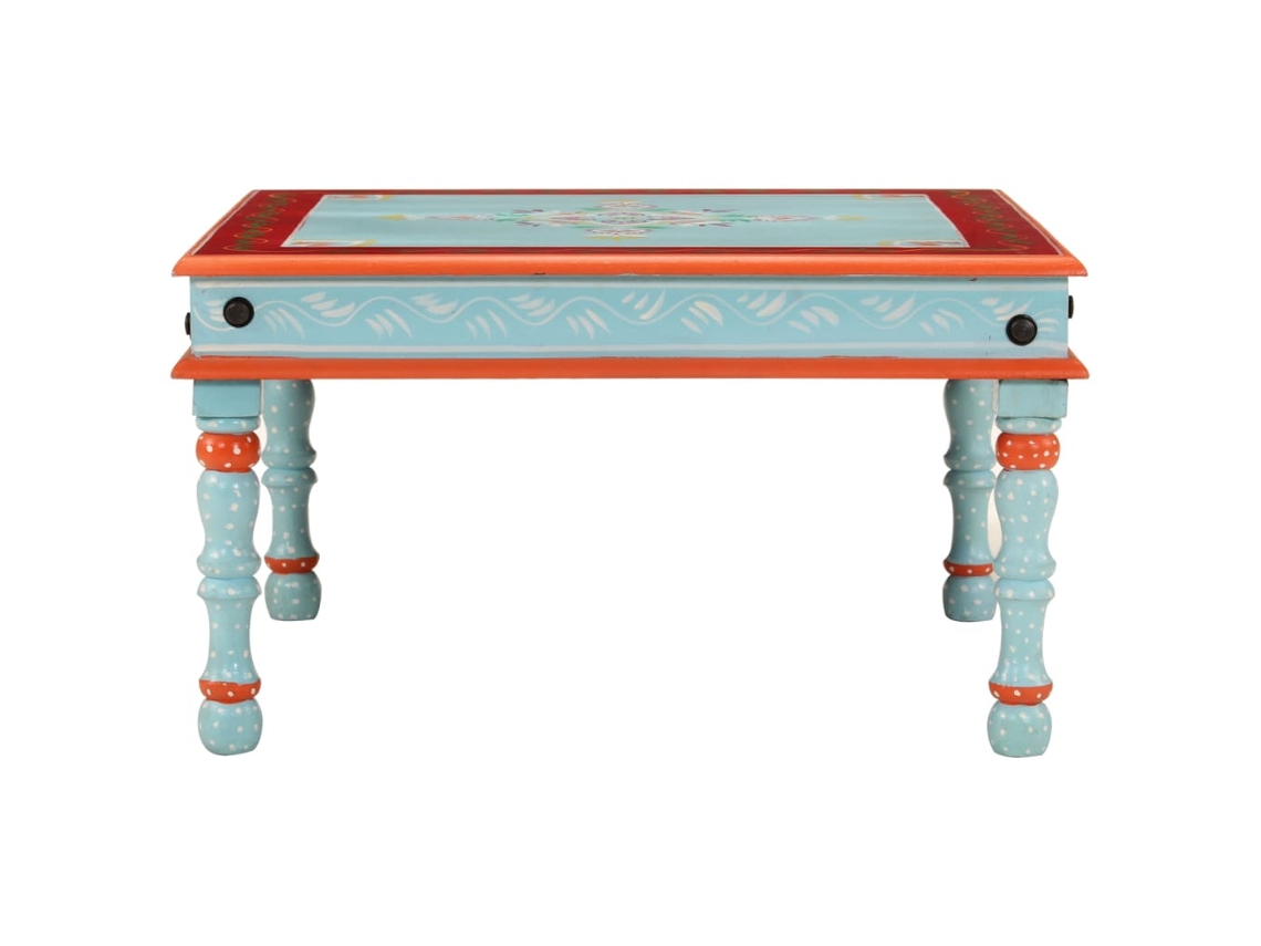 Mesa De Centromesa Auxiliarmesita De Centro Madera Maciza De Mango Azul Pintada A Mano Wsd48891