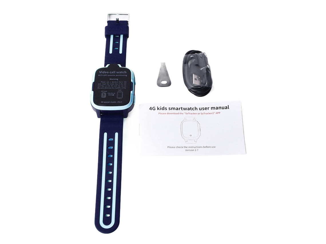 Reloj Inteligente Infantil Resistente Al Agua Con Función De Llamada De Voz Y Pantalla Azul Grande.