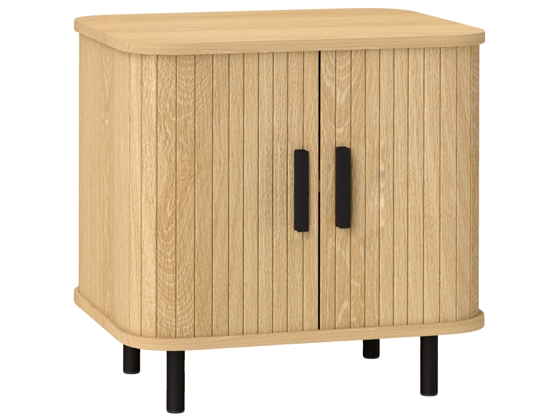 Mesita de noche de estilo escandinavo, patas de acero resistentes, madera de roble, 48x40x48 cm