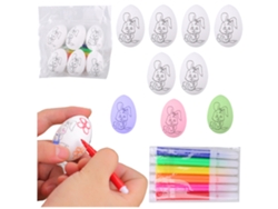 Huevos de Pascua de poliestireno expandido para rotuladores de pintura con estampado de conejo, 6 unidades.