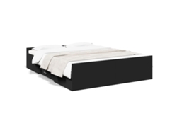 Maison Exclusive - Estructura Cama Con Cajones Madera Ingeniería Negra 150x200 Cm
