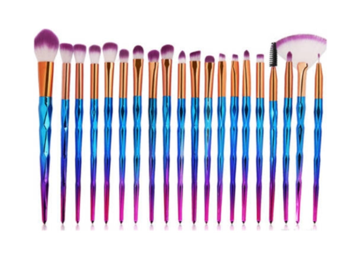 Juego de 20 brochas de maquillaje profesional, brochas para polvos, rubor, sombras de ojos, azul y rosa Gusshious