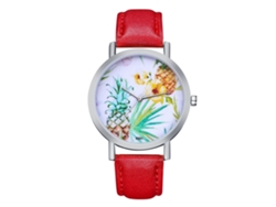Reloj De Pulsera Casual De Moda Para Mujer Zhoulianfa Con Correa De Cuero Y Movimiento De Cuarzo Rojo.