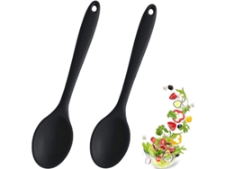 2 Cucharas De Cocina De Silicona Resistentes Al Calor Con Diseño Higiénico - Utensilios De Cocina (negro)