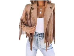 2026-chaqueta De Manga Larga Slim Para Mujer Con Estampado Y Flecos Para Primavera/otoño/invierno
