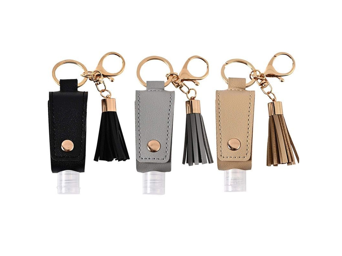 2026rebe-llavero Con Botellas De Alcohol En Gel Portátiles 3 Pack (negro+gris+caqui)
