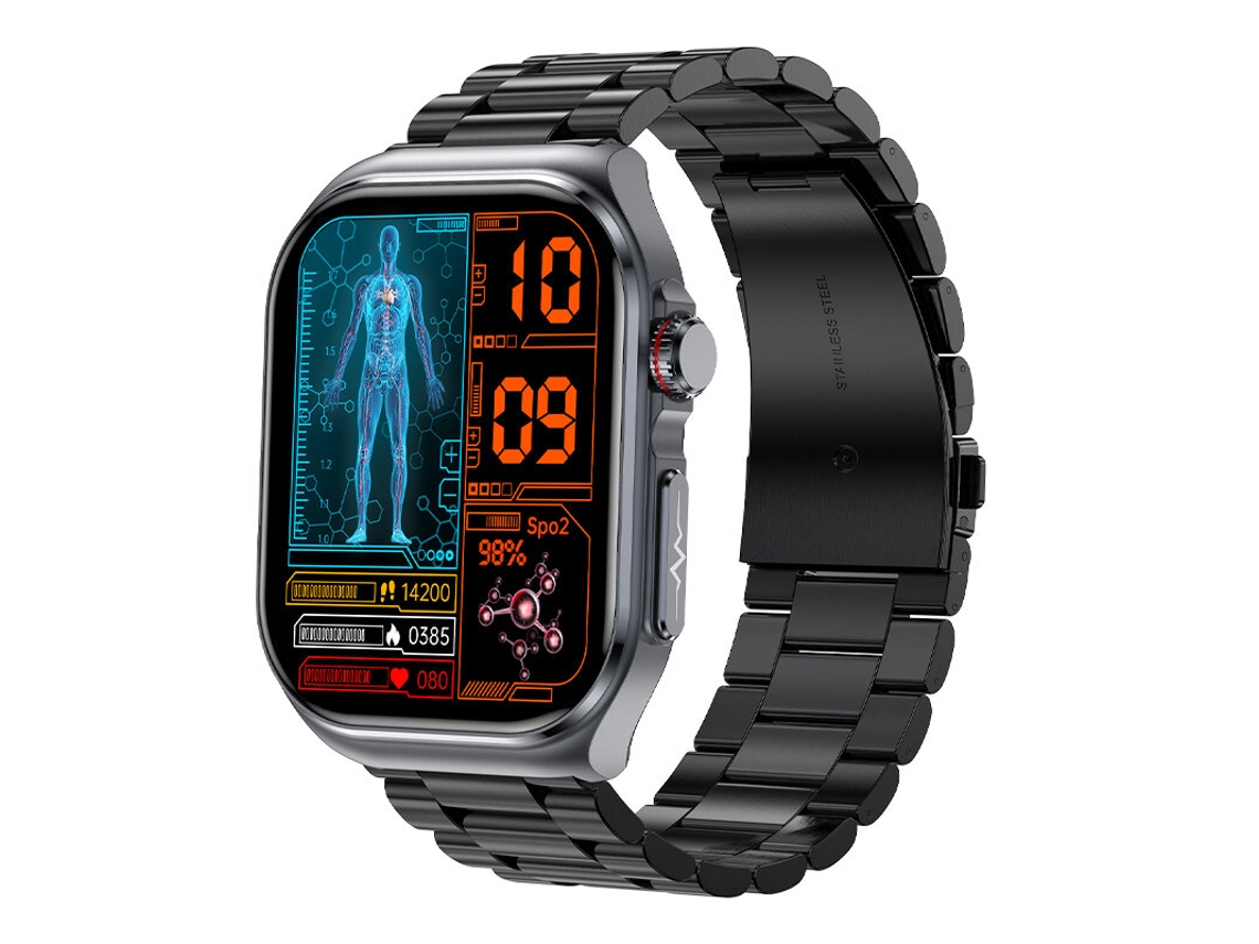 Reloj inteligente MDUG ET585 rojo con pantalla AMOLED de 2,04 pulgadas, función de examen microfísico PPG ECG, detección VFC, resistente al agua