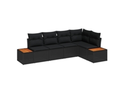 Maison Exclusive - Conjunto de sofás de jardín de ratán sintético negro de 5 piezas
