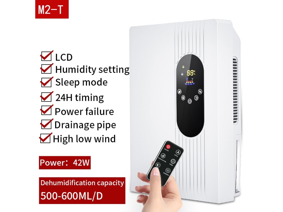 Deshumidificador y purificador de aire eléctrico silencioso de 2,5 l para uso doméstico (2,5 l)