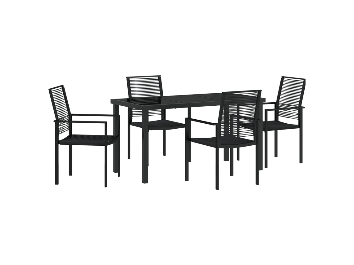 Conjunto de comedor de jardín Vidaxl de 5 piezas en mimbre de PVC negro
