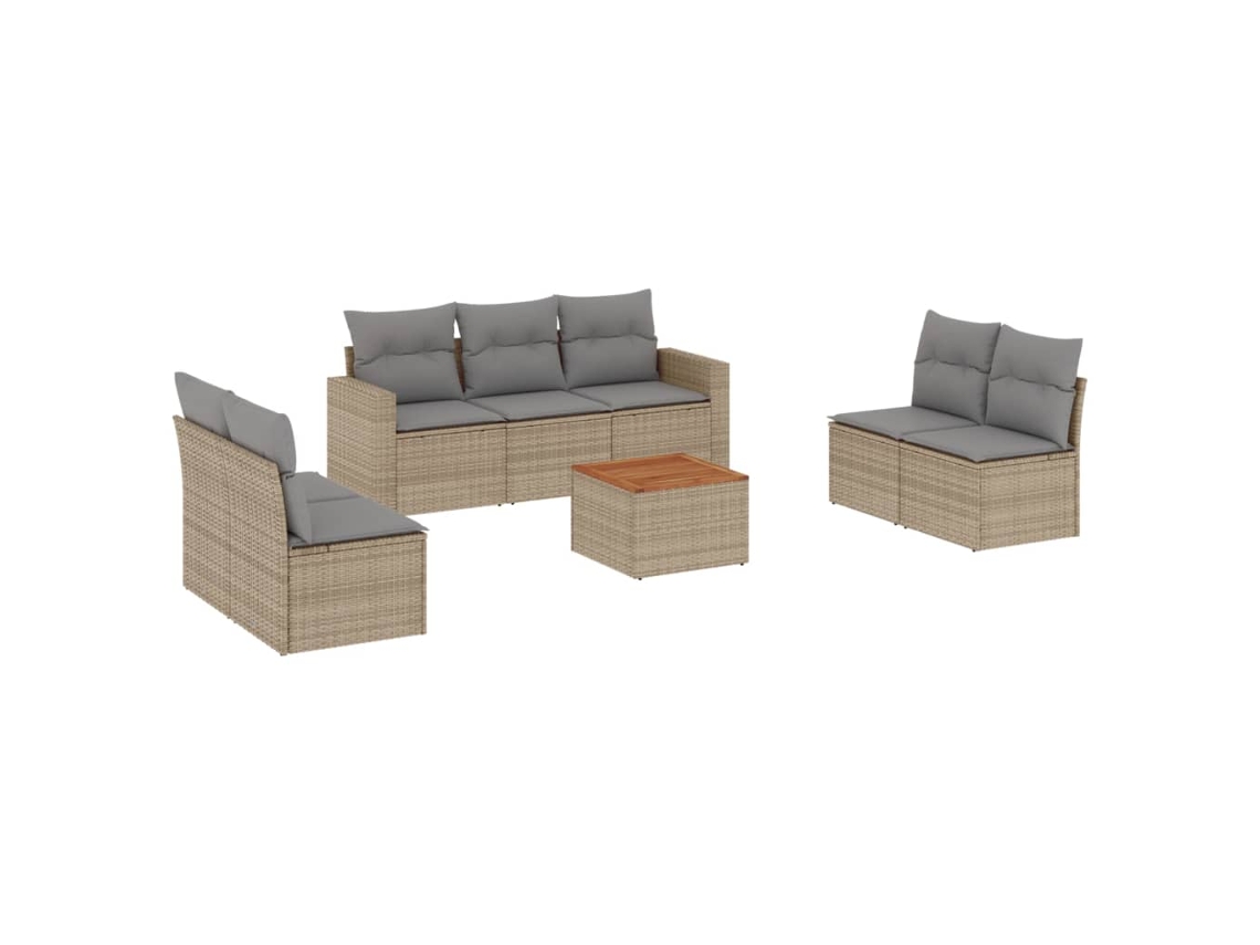 Maison Exclusive - Juego De Sofás Jardín Con Cojines Beige Mezcla 8 Pzas Ratán Pe
