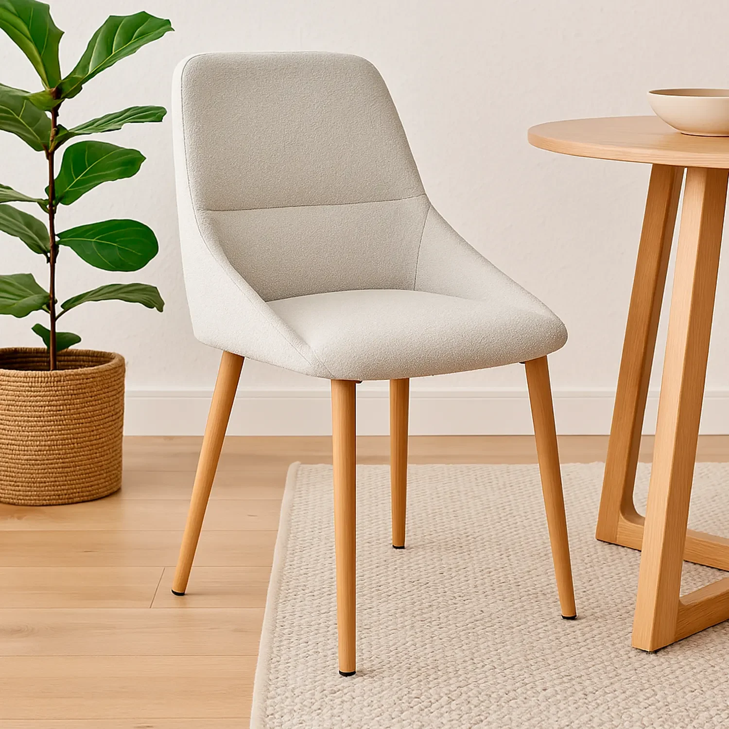 Lúzete - Silla de comedor Adney Tído color arena con patas de haya