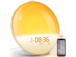 Despertador con luz de amanecer y sonido de atardecer, control por aplicación inteligente (blanco)