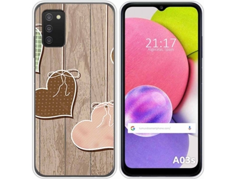 Carcasa Samsung Galaxy A03s TUMUNDOSMARTPHONE Corazones Madera Multicolor