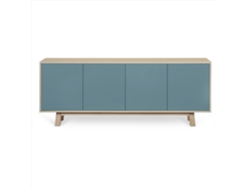 Aparador Bajo MON PETIT MEUBLE FRANÇAIS con 4 Puertas (Azul Frehel - Madera - 200 x 77 x 46 cm)