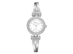 Reloj De Pulsera Disu Para Mujer Con Diamantes De Imitación, Movimiento De Cuarzo, Color Blanco Plateado, Estilo Casual Y Elegante.