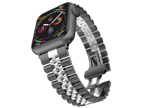 Correa para Smartwatch acero inoxidable con cinco cuentas macho, ancho: 22 mm para Apple Watch series 9 y 8 y 7 41 mm / SE 3 y SE 2 y 6 y SE y