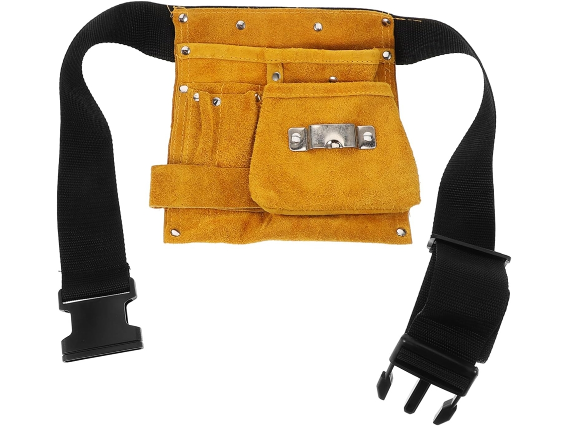 Riñonera Slowmoose de piel de vacuno, para construcción y carpintería, espaciosa.