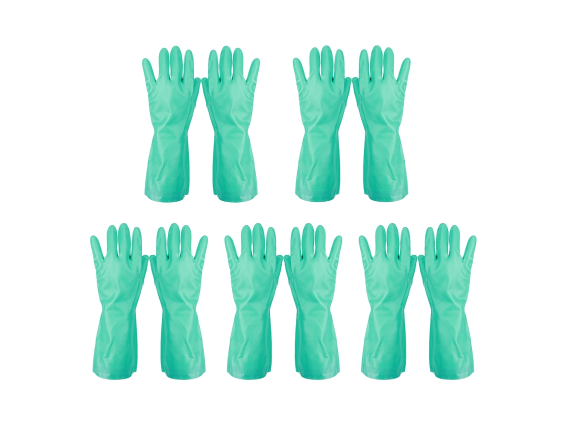 5 Pares Guantes De Nitrilo Reutilizables Resistentes A Solventes Ácidos Alcalinos Anti-deslizantes Impermeables Para Trabajo Hogar Laboratorio 32cm
