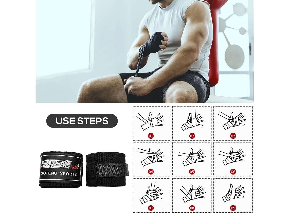 Vendas Para Manos De Boxeo, De 3 Metros, Con Soporte Elástico Ajustable Para La Muñeca, Ideales Para El Entrenamiento Y El Combate De Muay Thai.