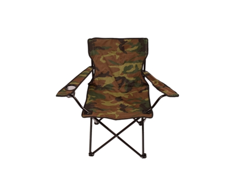 Silla de Camping Plegable Con Portavasos Metal Y Lona 80X80X49 Cm Militar JARDIN202