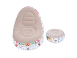 Sofá Hinchable Con Reposabrazos Y Reposapiés, Diseño De Dibujos Animados En Grafito, Flocado, Para Salón Y Dormitorio.