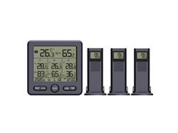 Termómetro digital inalámbrico para uso en interiores y exteriores, con retroiluminación del sensor remoto y calibración de alarma.
