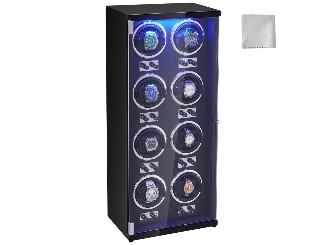 Reloj para 8 relojes con LED, motor silencioso y modos de rotación Tekmaquinas