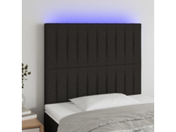 Cabecero Con Luces Led Tela Negro 80x5x118/128 Cm