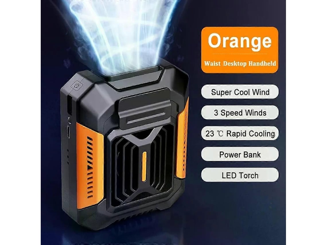 Mini Ventilador Portátil Recarregável De Cintura Com Bateria Externa De 4000mah, Iluminação Led E Sem Fio Para Esportes, Atividades Ao Ar Livre E