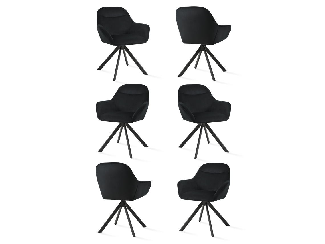 Sillas De Comedor Goeurvant 1370(pack De 6, Negro, Terciopelo)