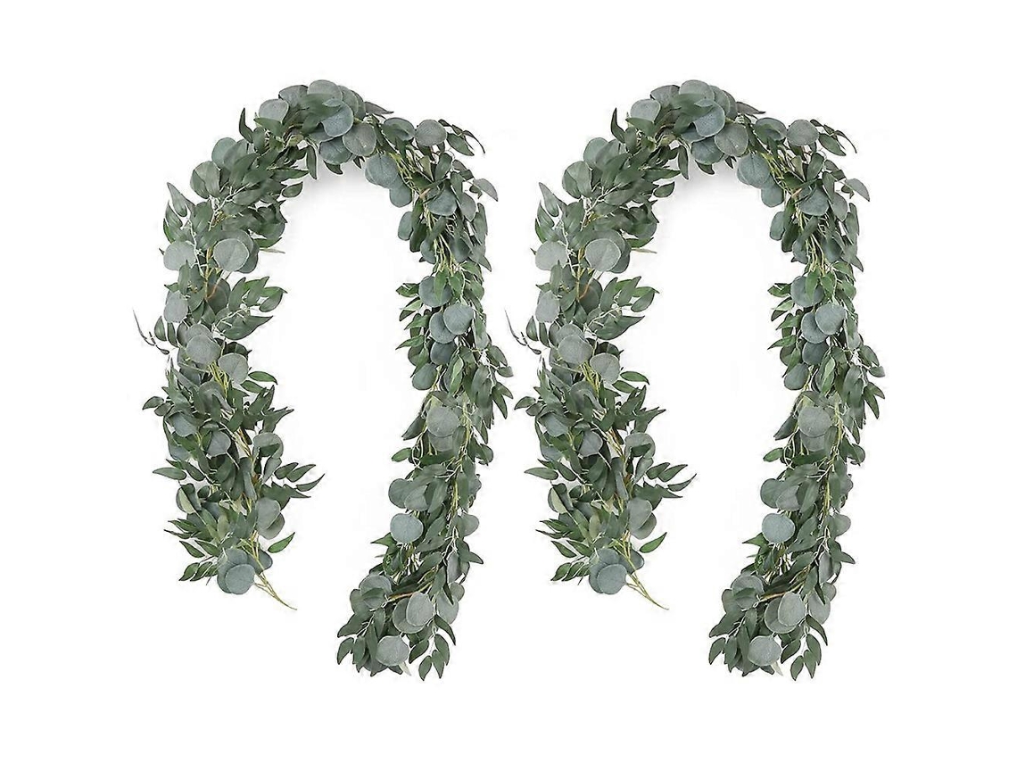 Artificial Eucalyptus Garland With Willow Vines, 2 Packs 6.5 Feet Eucalyptus Garland Greenery, Silv