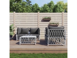 Conjunto de jardín de 5 piezas con cojines de acero blanco de DKD Home Decor