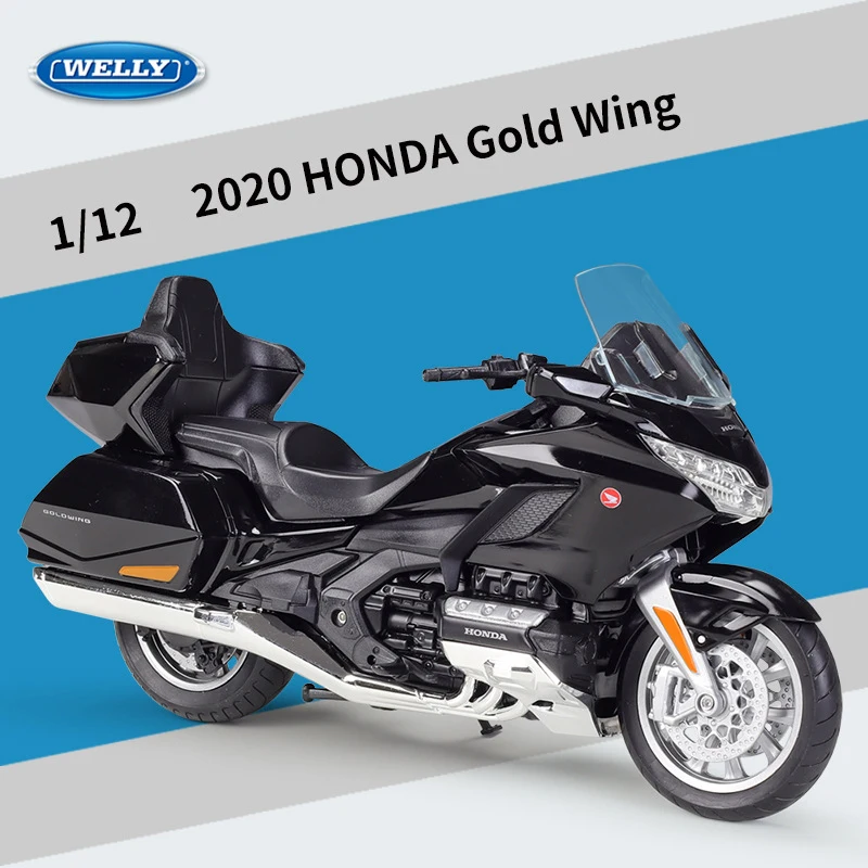 (negro) Modelo De Motocicleta Honda Gold Wing A Escala 1:12 De Metal Fundido A Presión