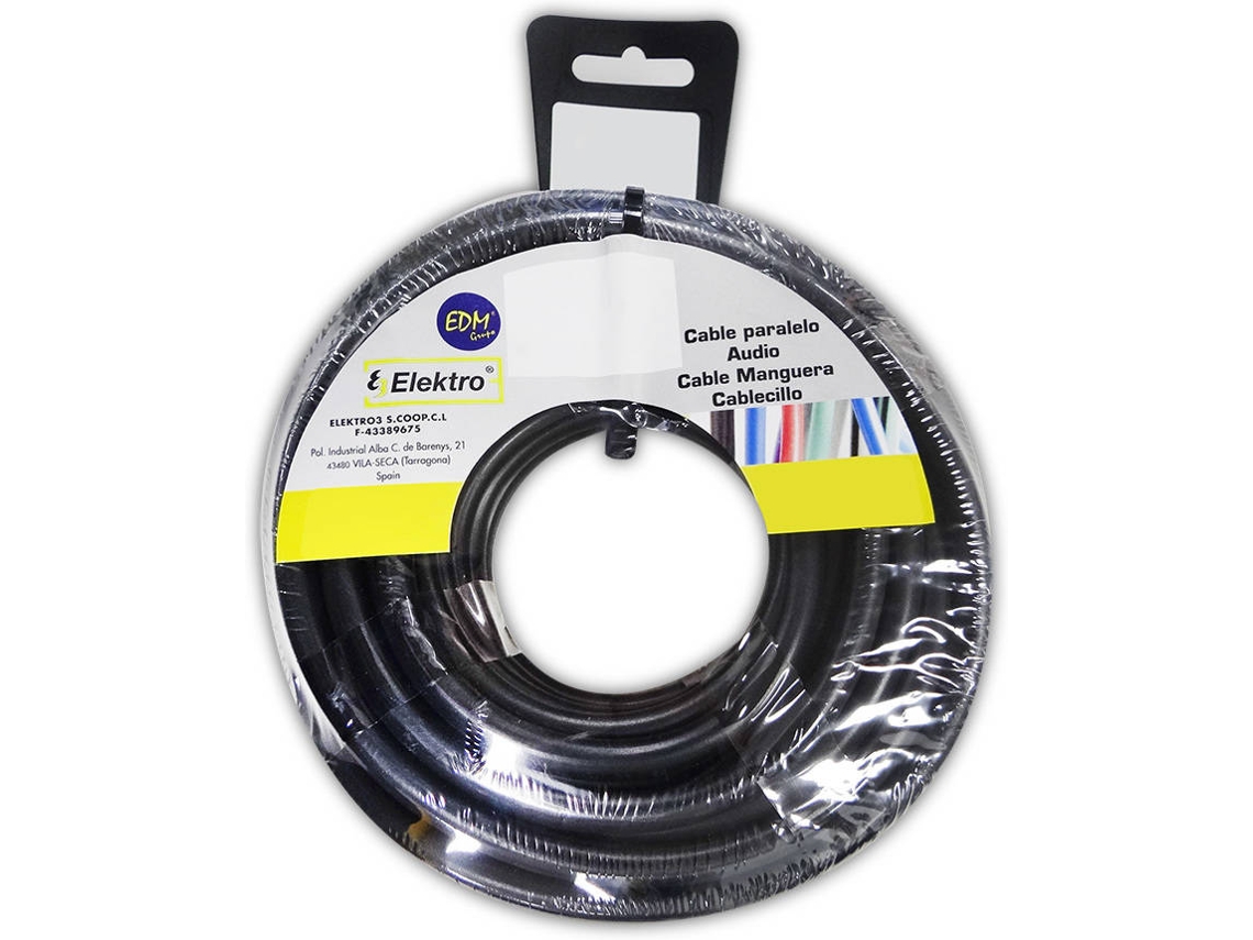 Rollo De Cable EDM Flexible 6 mm Negro 25 mts Libre Halógenos