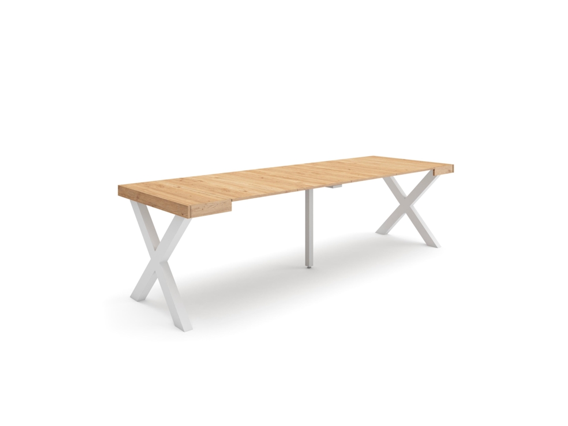 Mesa Consola extensible 260 Para 12 comensales Patas madera maciza Roble