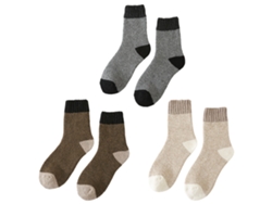 3 Pares Calcetines De Lana Invierno Gruesos Cálidos Tejidos Cómodos Para Hombre Y Mujer