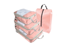 Juego De 4 Piezas, Organizadores De Equipaje De Viaje De Malla Expandible Para Ropa, Ropa Interior CHRUI Pink